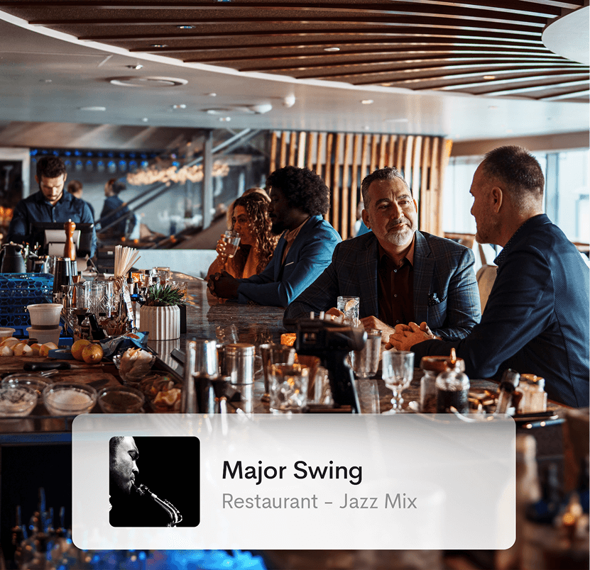 Jazzy music can play in the hotel bar