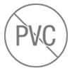Symbol der Buchstaben PVC mit einer hindurchgezogenen Linie