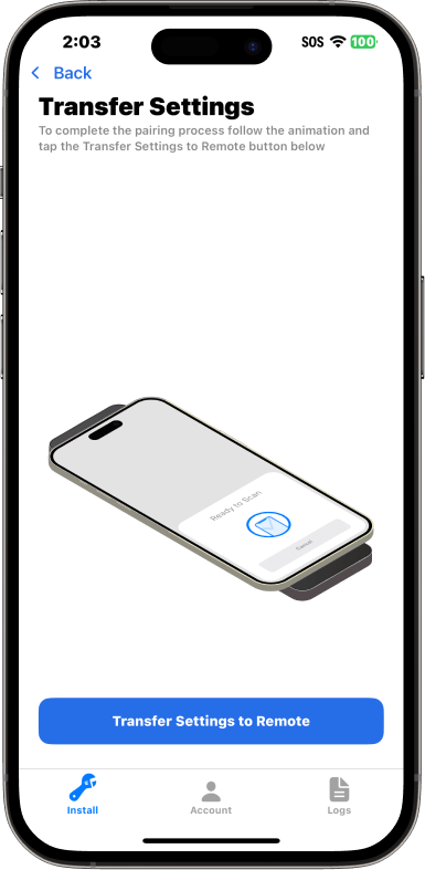 Follow the animation and tap Transfer Settings to Remote to complete pairing