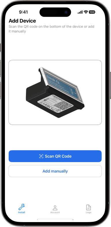 Scan QR code on device label